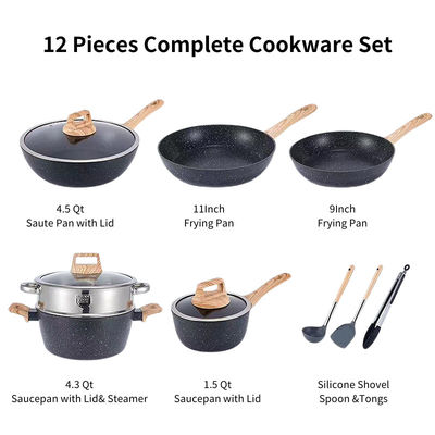 healthy cooking non-stick 12-pieces casserole dishes with glass lid