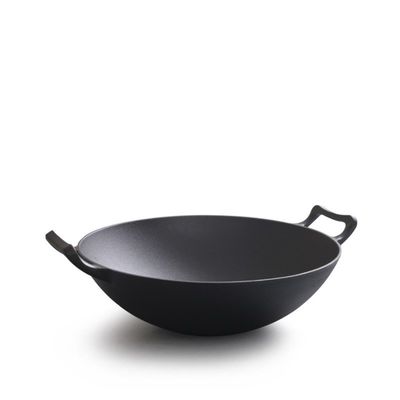 Vintage 32/36cm Cast Iron Wok With Double ears