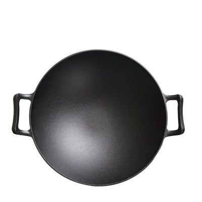 Vintage 32/36cm Cast Iron Wok With Double ears