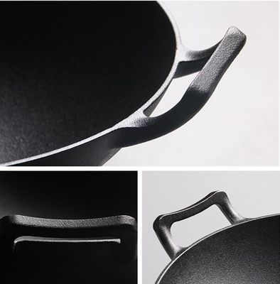 Vintage 32/36cm Cast Iron Wok With Double ears