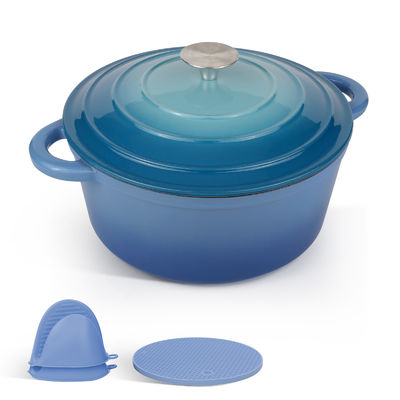 6 Quart Enameled Cast Iron Dutch Oven With Lid – Perfect For Holiday Cooking &amp; Outdoor Adventures