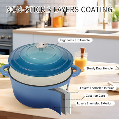 6 Quart Enameled Cast Iron Dutch Oven With Lid – Perfect For Holiday Cooking &amp; Outdoor Adventures