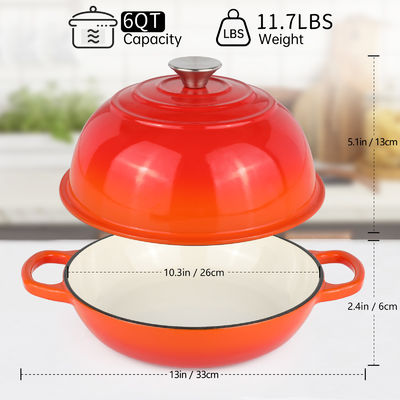 6 QT Enameled Cast Iron Dutch Oven – Perfect For Sourdough Baking, Braising, And Slow Cooking