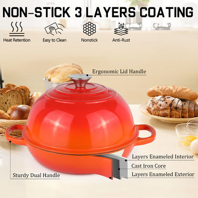 6 QT Enameled Cast Iron Dutch Oven – Perfect For Sourdough Baking, Braising, And Slow Cooking
