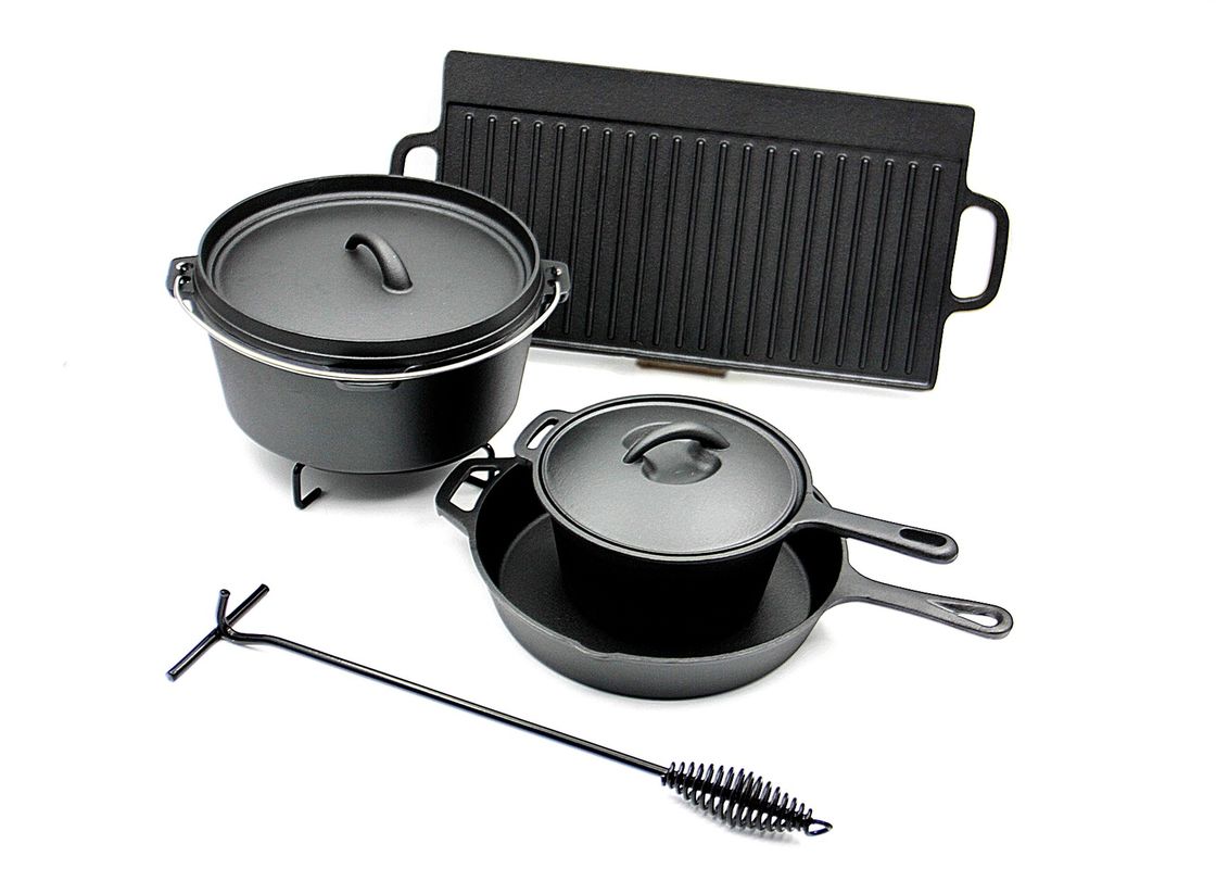 Non Stick Camping Cooking Set Cast Iron Frying Pan Set SGE/LFGB/FAD Certificates