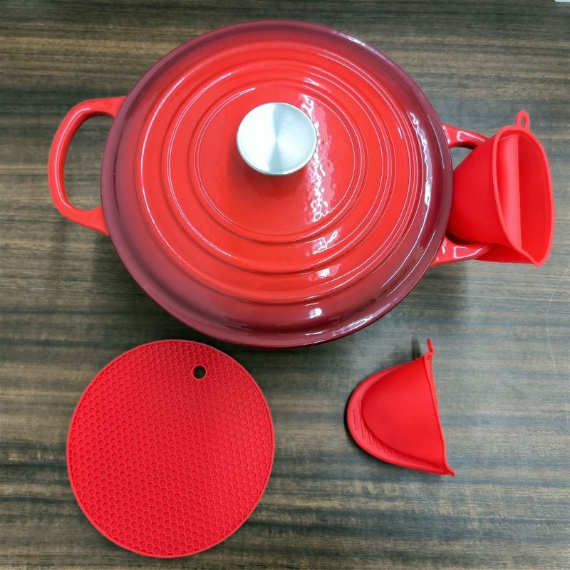 Premium 6 Quart Enameled Cast Iron Dutch Oven With Lid - Available In 6 Colors With Silicone Gloves &amp; Pot Holders