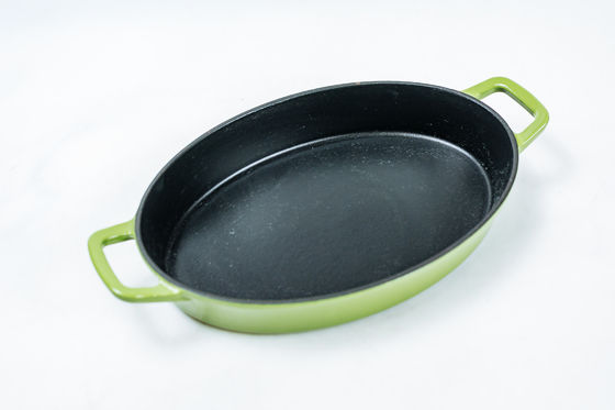 OEM ODM Cast Iron Frying Pan Easy Lifting Oval Roasting Pan SGS