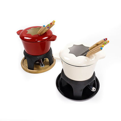 OEM Cast Iron Fondue Non Stick Enamel Cheese Fondue Pots 1.5 Quart