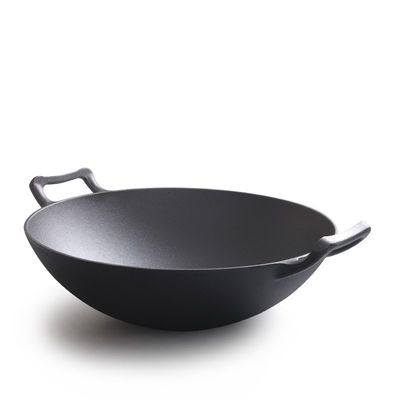 Vintage 32/36cm Cast Iron Wok With Double ears